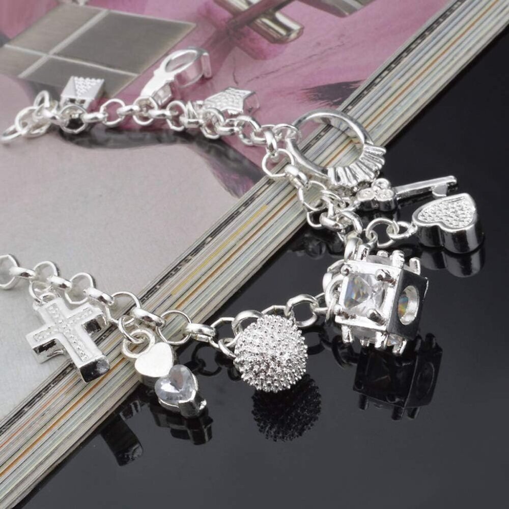 S925 Silver Thirteen Hanging Pieces Bracelet for Women Gift Bracelets & Bangles - Picture 5 of 5